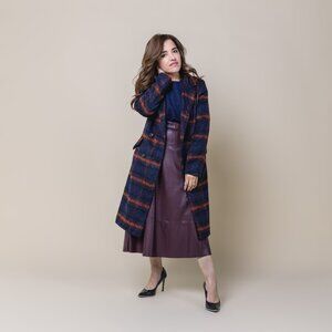 Plaid Double Breasted Long Coat